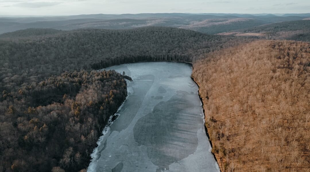 An aerial view of a river surrounded by trees — Best Things to Do in the Finger Lakes in Winter